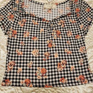 “No Comment” Girl’s Casual Top Blue Multi Color Fl